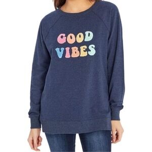 Wildfox Blue Sweatshirt 'Good Vibes' Large